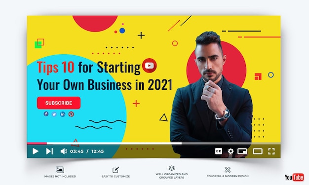 Startup Business Szablon Miniatury Youtube Wektor Premium