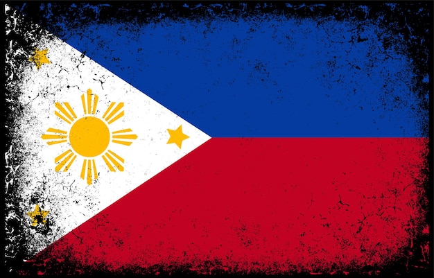 Stary Brudny Grunge Vintage Filipińska Flaga Narodowa W Tle