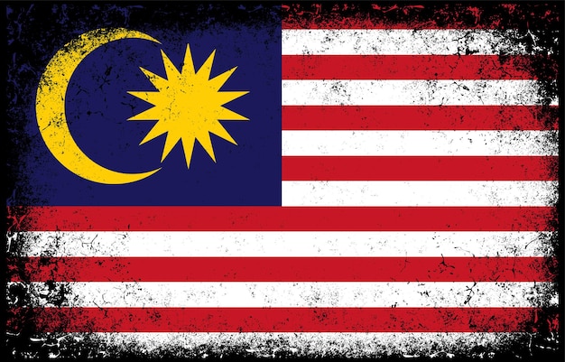 Stary Brudny Grunge Vintage Ilustracja Flagi Narodowej Malezji