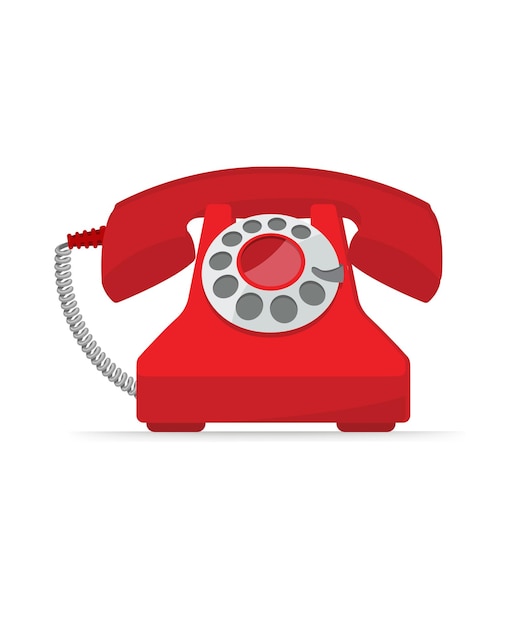 Stary czerwony telefon na białym tle