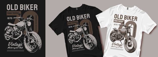 Stary Motocyklista Motocykl T Shirt Design