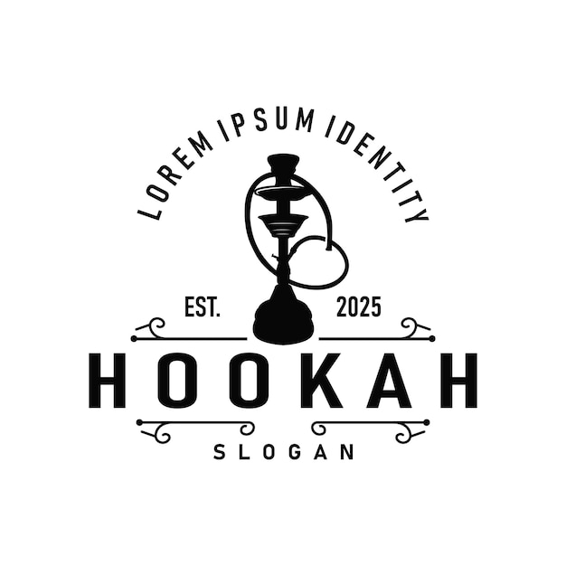 Stary retro vintage design hookah logo shisha bar koncepcja prosty minimalistyczny retro ilustracja szablon symbol marki bar restauracja sklep i marka biznesowa