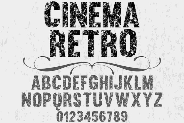 Plik wektorowy stary styl czcionki alfabetu projekt retro kino