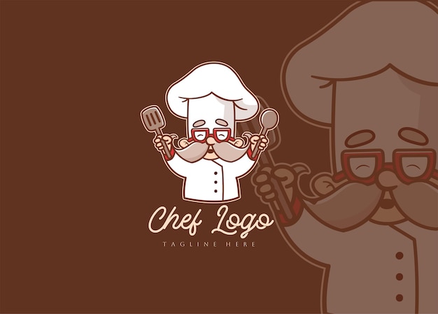 Stary Szef Kuchni Z Logo łyżki I Szpatułki Do Kulinarnego Logo Restauracji