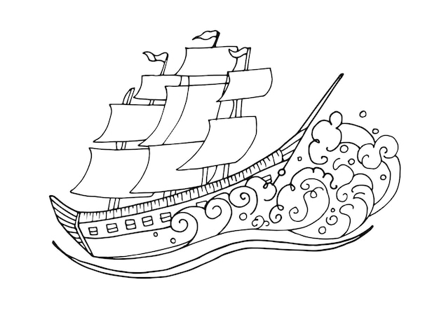 Statek Na Morzu Ilustracji Wektorowych