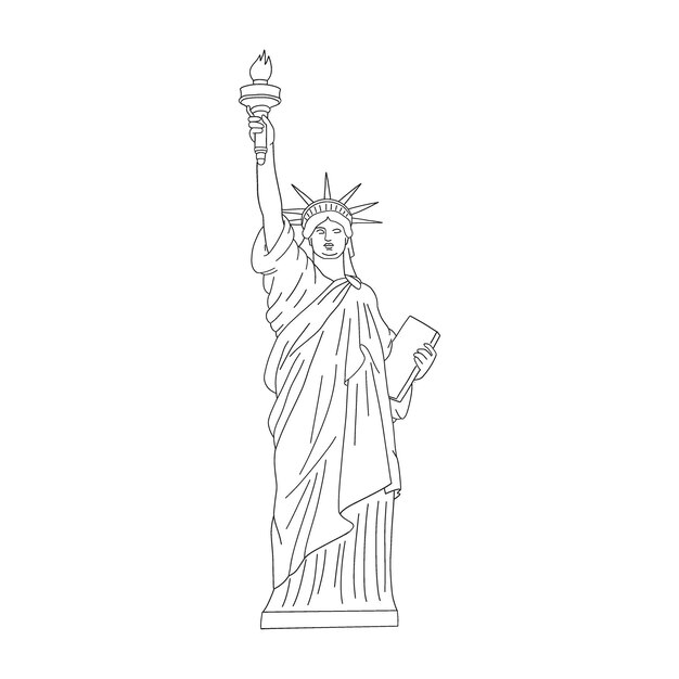 Statua Wolności liniowy wektor clipart na białym tle