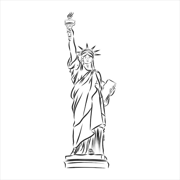 Statua wolności ręcznie rysowane ilustracji wektorowych realistyczne