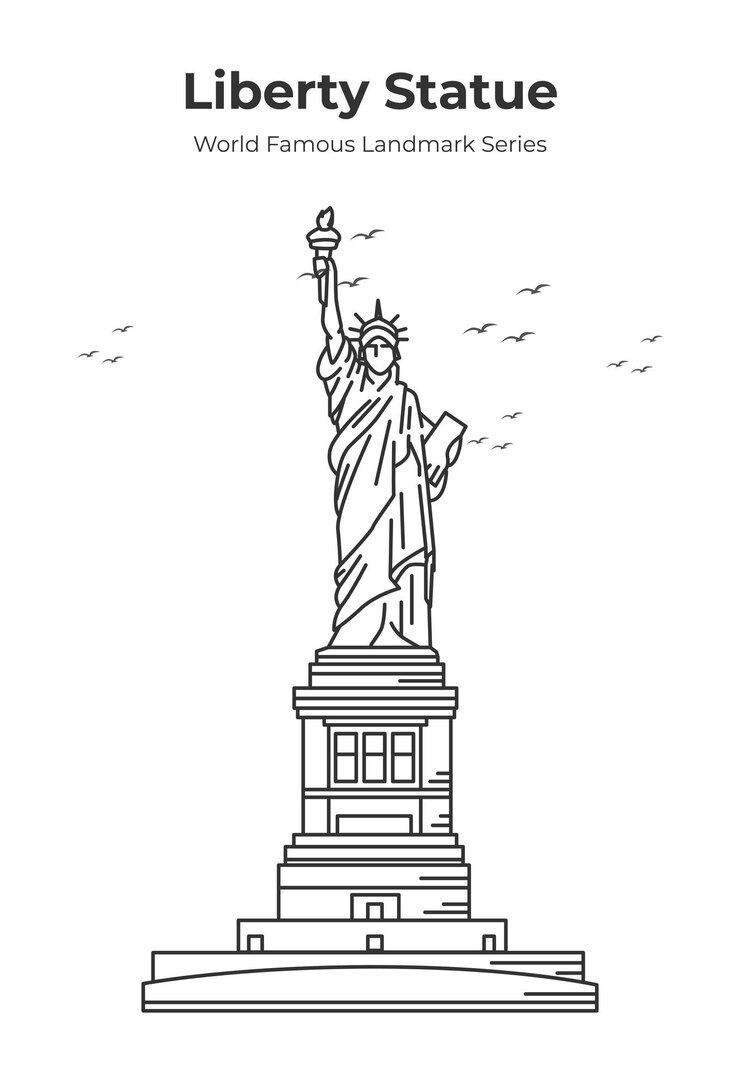Wektor statua wolności światowej sławy punkt orientacyjny ilustracja
