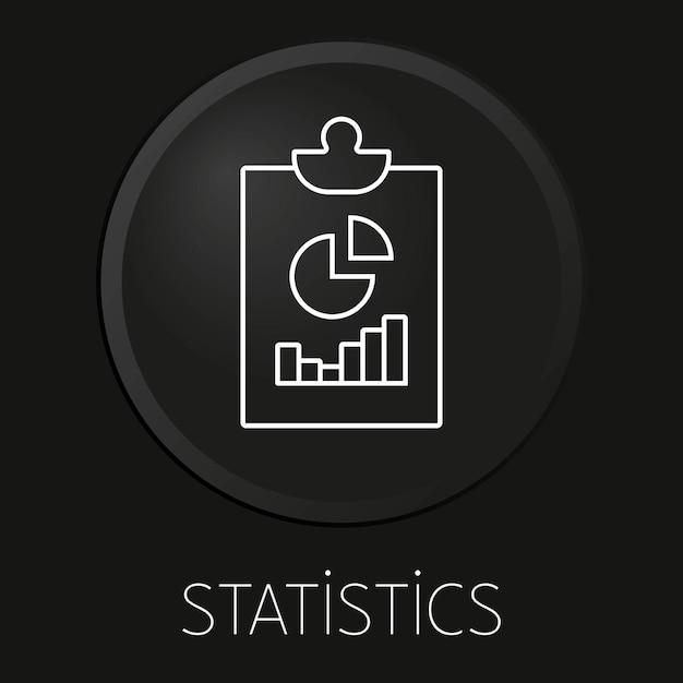 Statystyki Ikona Linii Wektorowej Na Przycisku 3d Na Białym Tle Premium Wektorów