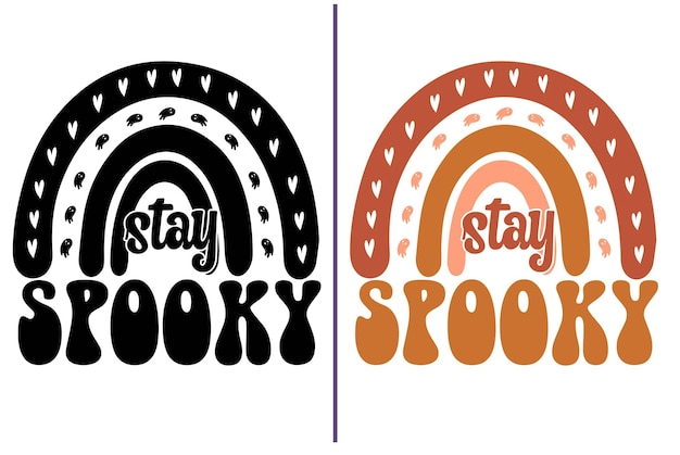 Stay Upiorny Halloween Cytat Retro Falisty Projekt Typografii T-shirt, Plik Cięcia Halloween