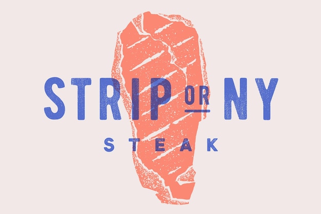 Steak Strip Lub Plakat Z Nowego Jorku Z Tekstem Sylwetki Steku