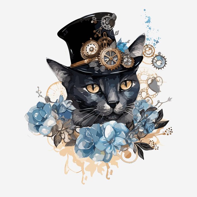 Plik wektorowy steampunk cat vintage ilustracja wektorowa dla koszulki