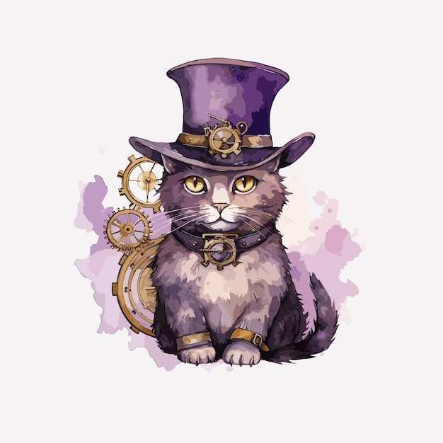 Plik wektorowy steampunk cat vintage ilustracja wektorowa dla koszulki