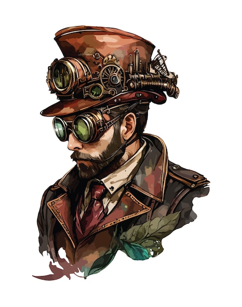 Plik wektorowy steampunk człowiek clipart na białym tle ilustracji wektorowych