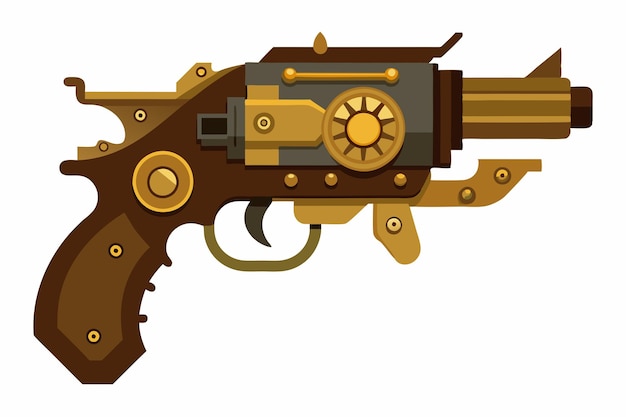 Steampunk Mechanical Design broni wektorowej na białym tle