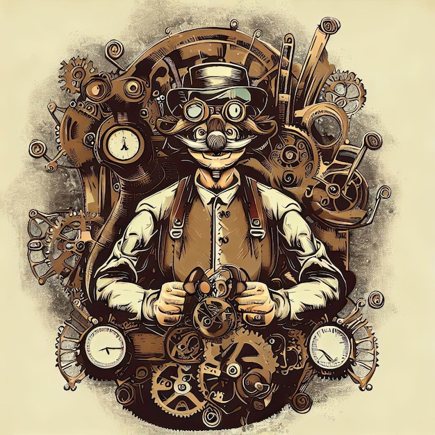 Plik wektorowy steampunkowe artefakty koszulka prezentująca piękno mechanicznej pomysłowości