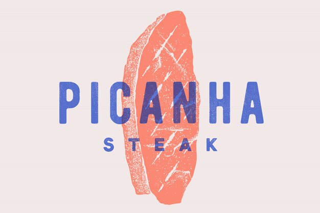 Stek, Picanha. Plakat Z Sylwetką Steku, Typografia