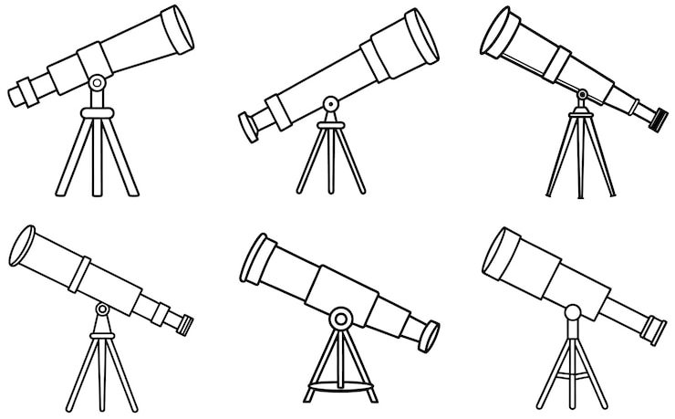 Wektor stem day vector silhouettes amp line art elements telescope silhouette vector set