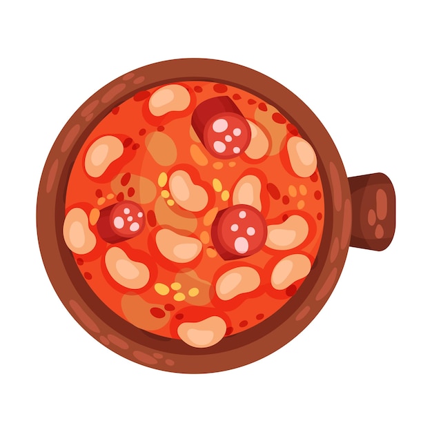 Plik wektorowy stew of beans and wurst as spanish cuisine dish served in bowl vector illustration