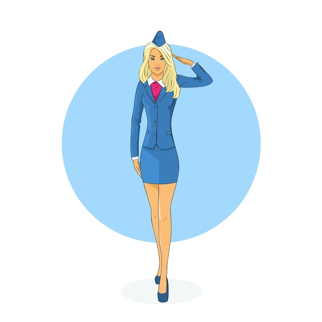 Stewardess Salute Airline Crew