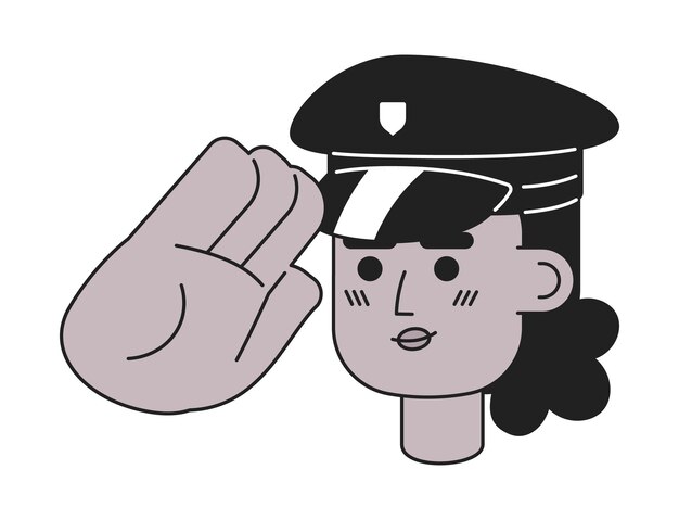 Stewardessa lotnicza indyjska czarno-biała postać z kreskówki 2D trzymająca karty pokładowe stewardessa izolowana osoba wektorowa obrys pracownika z Azji Południowej monochromatyczna ilustracja płaska