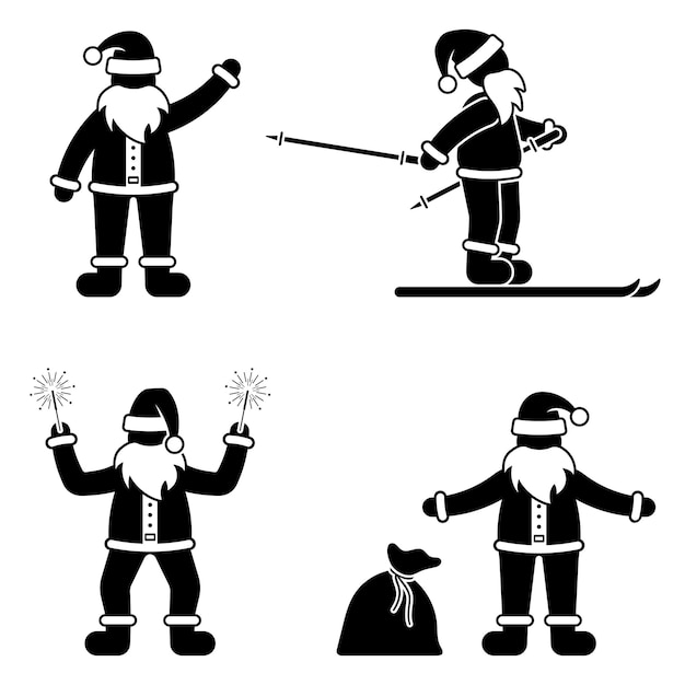 Stick Figure Santa Wesołych świąt Piktogram