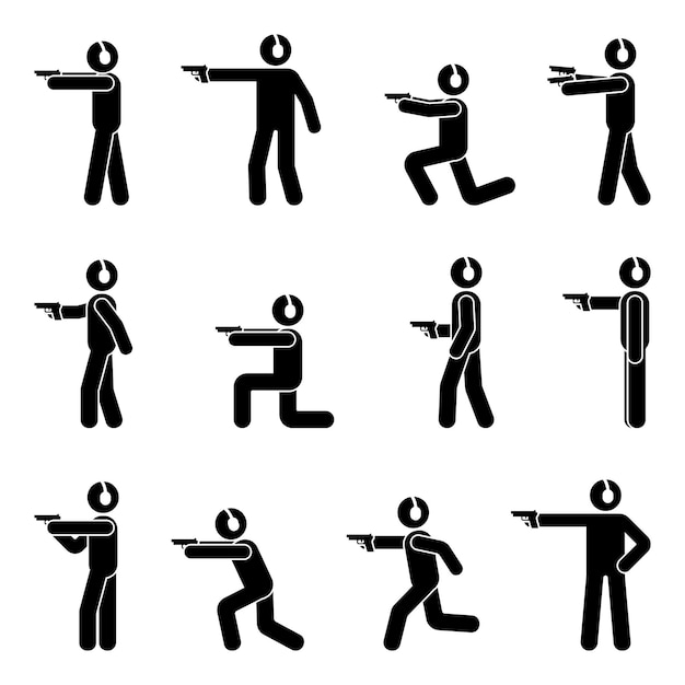 Plik wektorowy stick figure shooter mężczyzna z pistoletem