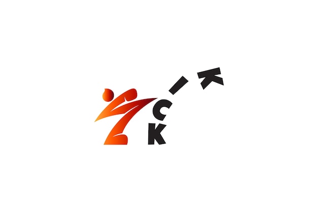 Stick Man Fighter Kopiący Logo Z Niechlujnym Pisaniem Quotkickquot