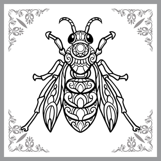 Stinger Bee Zentangle Sztuki Na Białym Tle