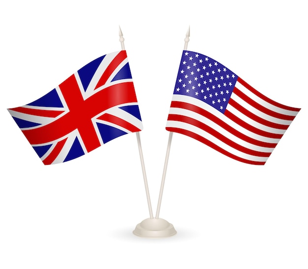 Stojak Stołowy Z Flagami Anglii I Usa Symbolizującymi Współpracę Obu Krajów