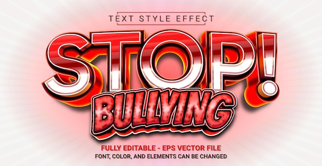 Plik wektorowy stop bullying efekt stylu tekstu edytowalny szablon tekstu graficznego