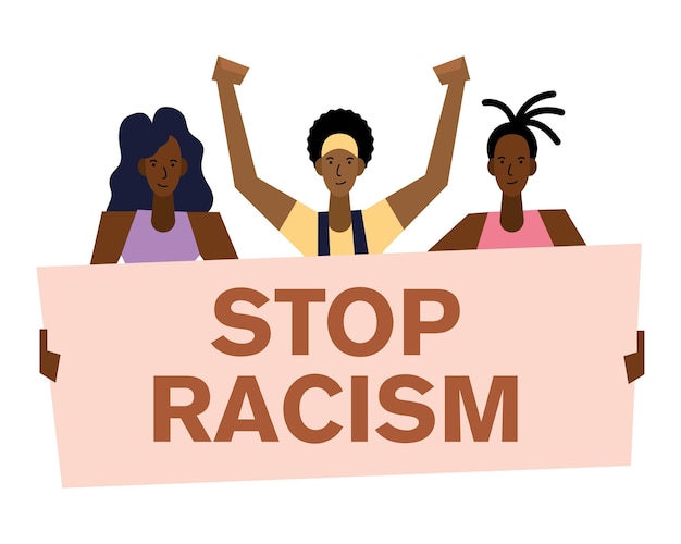 Plik wektorowy stop rasizmowi, banerowi czarnej materii życia i kobiecemu projektowi tematu protestu.