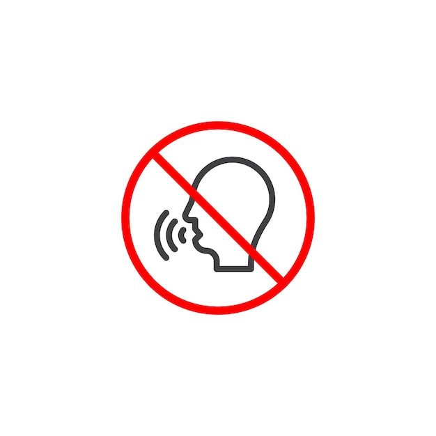 Stop Talking Sign Icon Set Zabroniony hałas Milczenie i zachowanie cichego wektorowego symbolu w czarnym wypełnionym i zarysowanym stylu Hush Now Sign