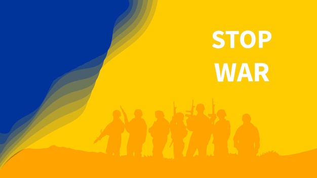 Stop War Ukrainakonflikt W Rosji Ukraina Rosja Ilustracje Wektorowe Wojny W Kolorze Niebieskim I żółtym