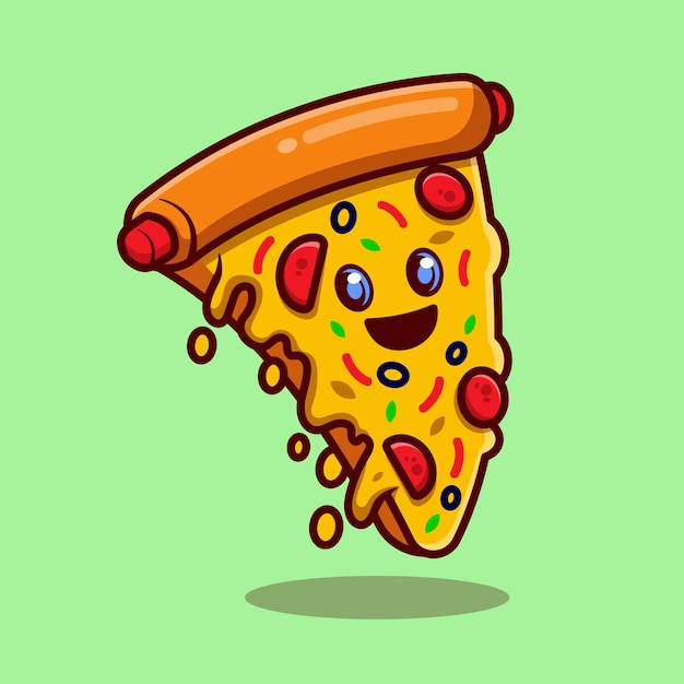 Stopiona pizza kreskówka ikona ilustracja