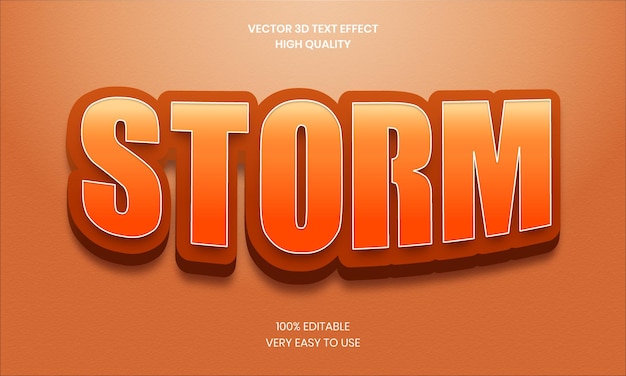 Storm Editable 3d Text Effect Style Błyszcząca Pogrubiona Czcionka W Stylu Tekstu 3d Premium Vector