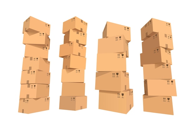 Stosy pudeł kartonowych