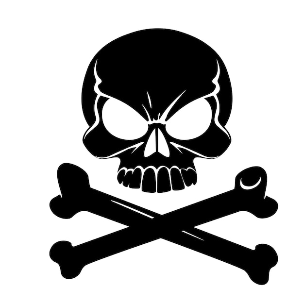 Straszny Jolly Roger Z Kośćmi Na Białym Tle