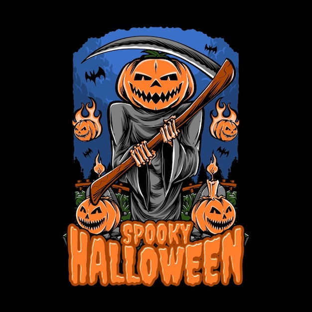 Straszny żniwiarz ilustracja wektorowa halloween