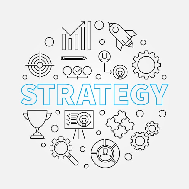 Plik wektorowy strategia okrągły zarys wektor minimalna ilustracja lub baner