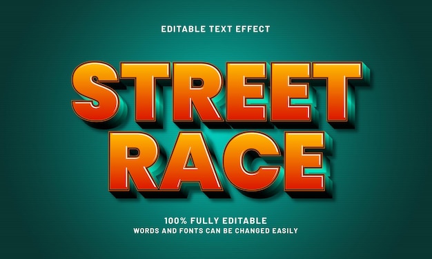 Street race edytowalny efekt tekstowy z tematem sportowym i wyścigowym