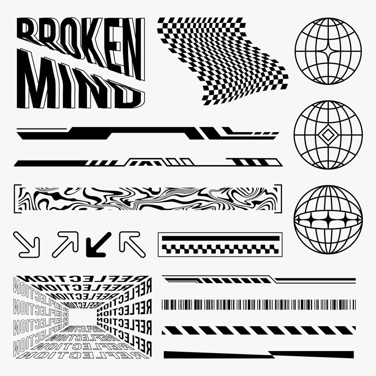 Wektor streetwear hud elementy linii scifi elementy do projektowania mody