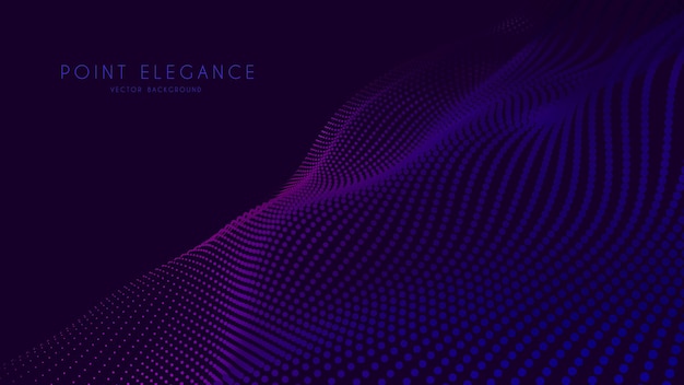 Streszczenie 3d siatki fioletowej fali cząstek w stylu cyber technologii. Streszczenie biznes tło.