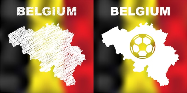 Streszczenie Belgijskie Mapy Ustawione Na Tle Flagi I Piłki Nożnej Mapa Belgii