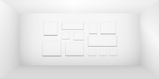 Plik wektorowy streszczenie biały pusty pokój nisza z białą ścianą podłoga sufit ciemna strona bez żadnych tekstur pole widok z góry bezbarwna ilustracja 3d pusty szablon pudełka