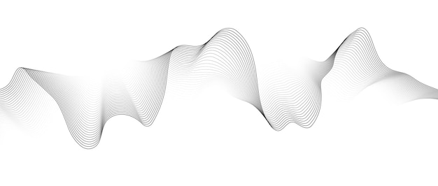 Streszczenie Czarna Gładka Fala Na Białym Tle Dynamiczna Fala Dźwiękowa Element Projektu Ilustracja Wektorowa