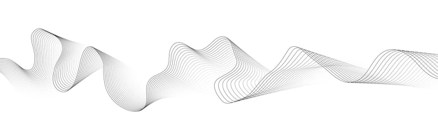 Streszczenie czarna gładka fala na białym tle Dynamiczna fala dźwiękowa Element projektu Ilustracja wektorowa