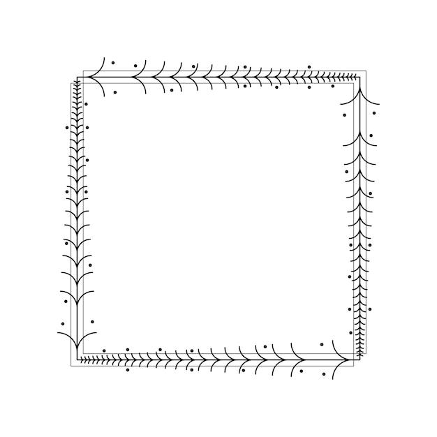 Plik wektorowy streszczenie czarna linia prosta kwadrat z liści liści ramki kwiatów doodle zarys elementu wektor