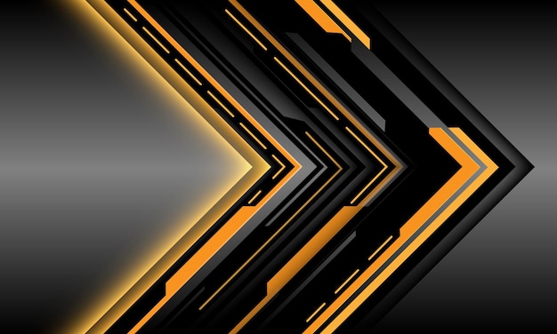 Streszczenie czarna strzałka żółta cyber obwód kierunku metal projekt nowoczesny futurystyczny wektor tła