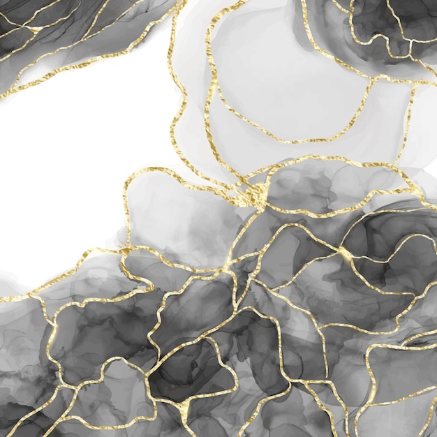Plik wektorowy streszczenie czarne płynne tło akwarela ze złotymi krakersami